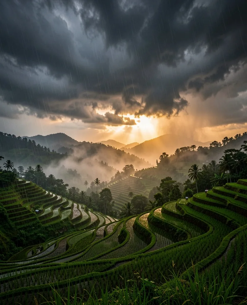 Indonesian rainy season landscape